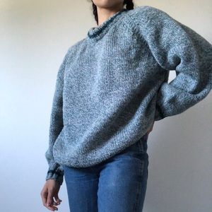 Oversized teal knit sweater